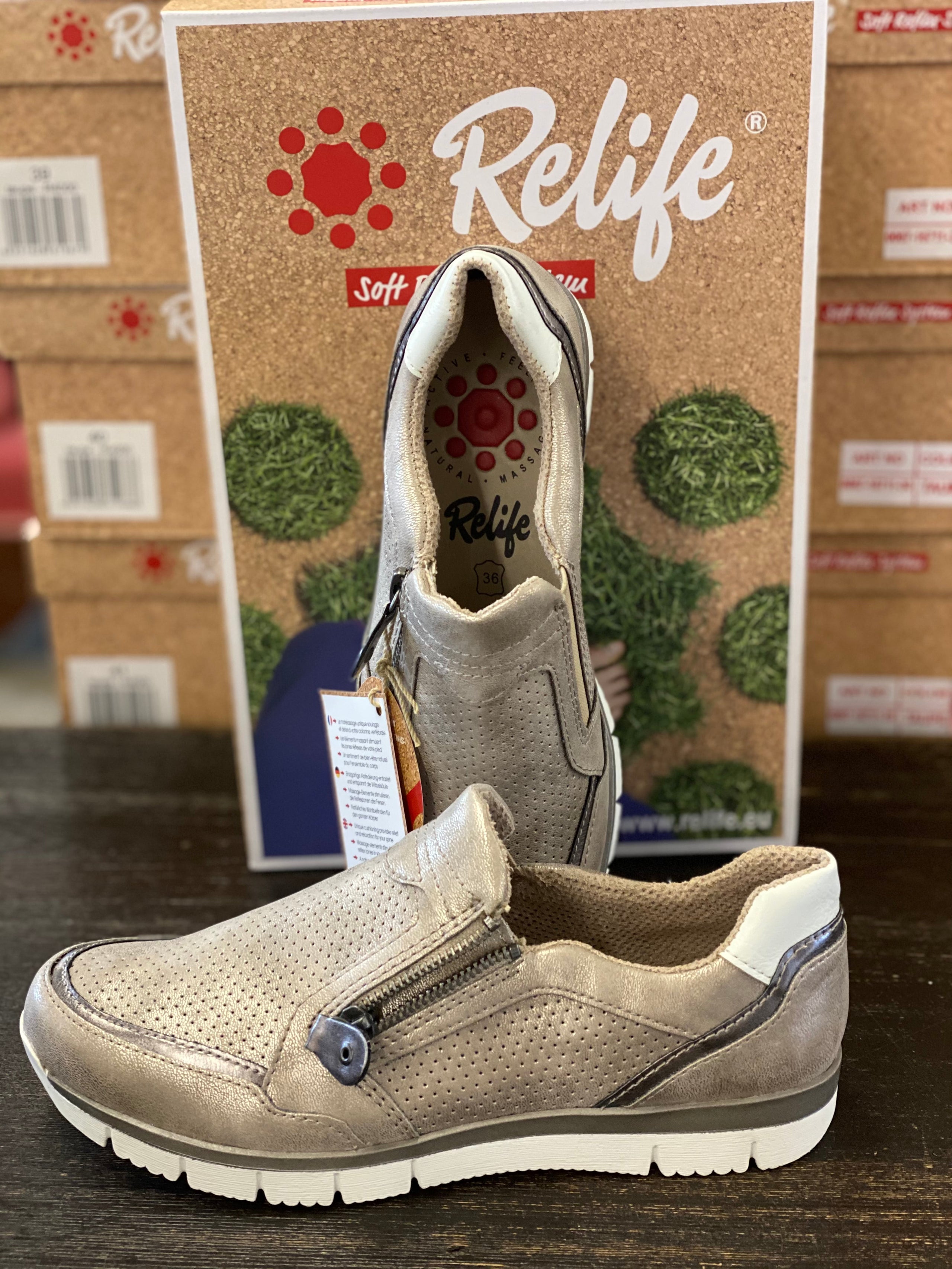 Relife 16711 Slip on w Zipper Taupe